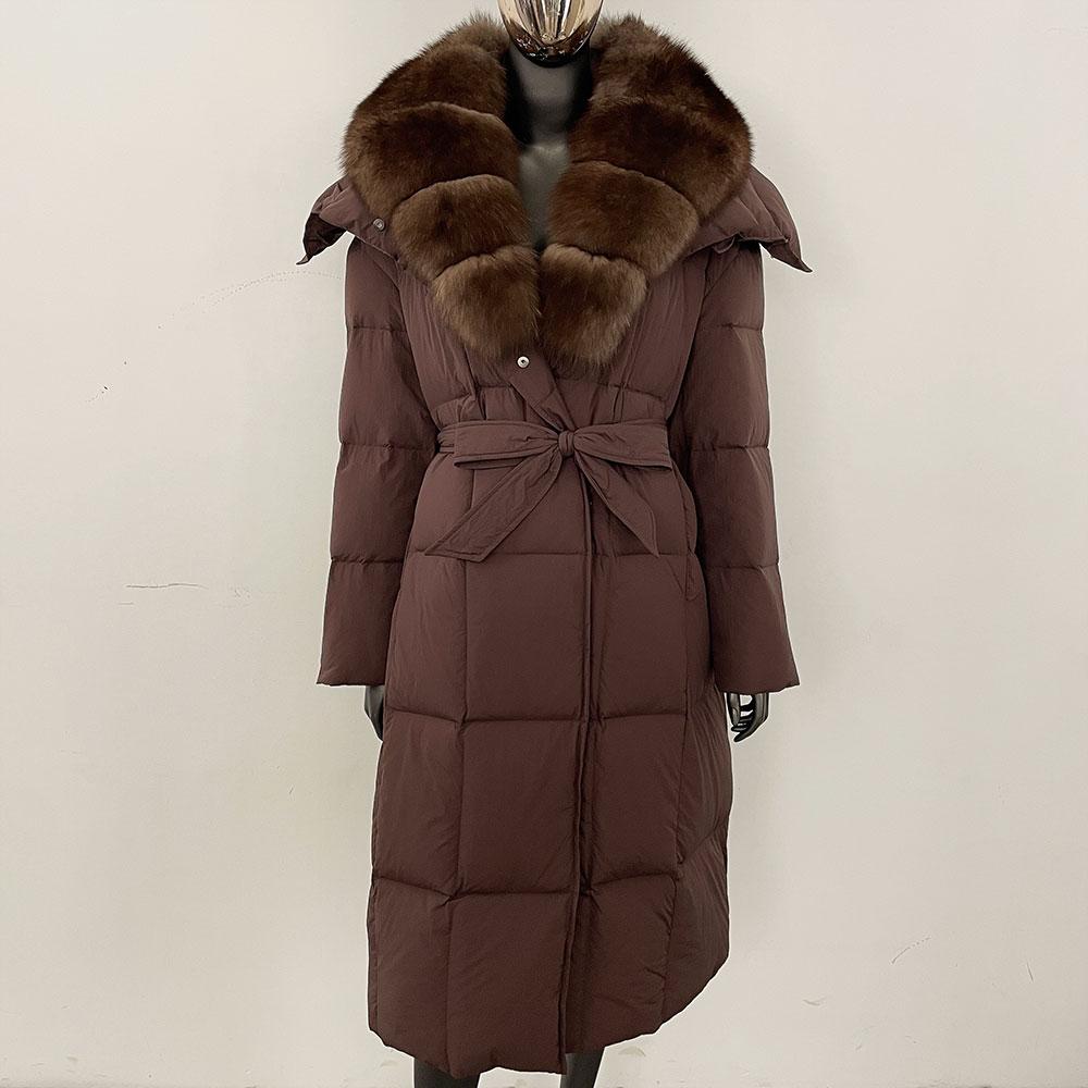 OFTBUY 2024 Winter Women Coat Real Natural Fox Fur Collar Thick Warm Long Jacket Turn-down Detachable Outerwear Streetwear