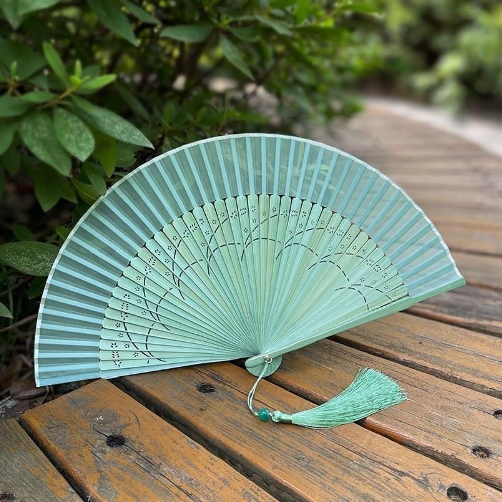 Tassel Chinese Style Silk Fan Decoration Handheld Shell Fan Bamboo Folding Fan  Female Dance