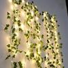 Blomstergrønt blad strenglys Kunstig vintreet Fairy Lights Batteridrevet juletrekranslys for luking av hjemmeinnredning