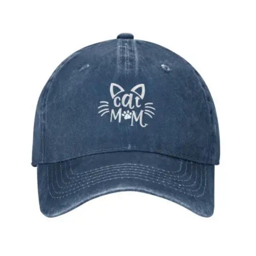 Cat Mom Hats Mama Baseball Cap Denim Adjustable Unisex Hat Cap for Women Snapback Cap Adult Unisex Four Seasons