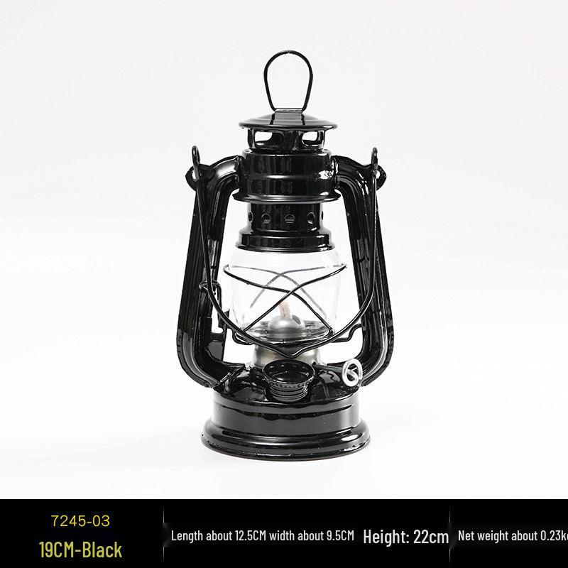 Vintage Wrought Iron Kerosene Camping Lantern - Nostalgic, Decorative Cafe Ornaments & Photo Props