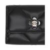 Tory Burch Quilted Metallic Floral Decoration Leather Card Holder Women Accessories Black 165050-001
