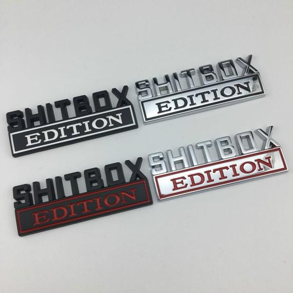 1 szt. NOWA EDYCJA SHITBOX Logo Chromowana Emblemat Odznaki Naklejka Kalkomania Samochodowa