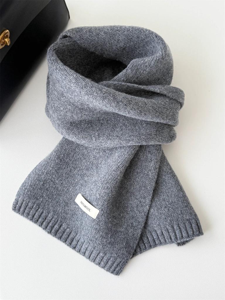 Autumn and winter new Australian 111 pure scarf women's solid color versatile warm knitted scarf light luxury high sense