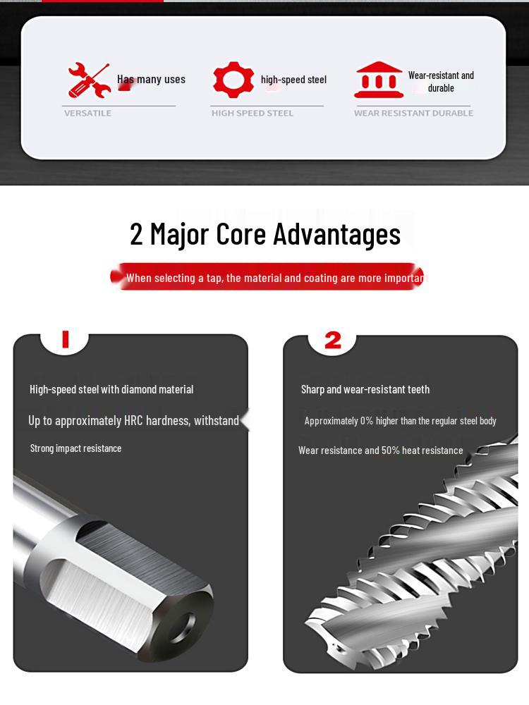 Spiral Tip Cobalt Machine Tap for Stainless Steel, M3-M16