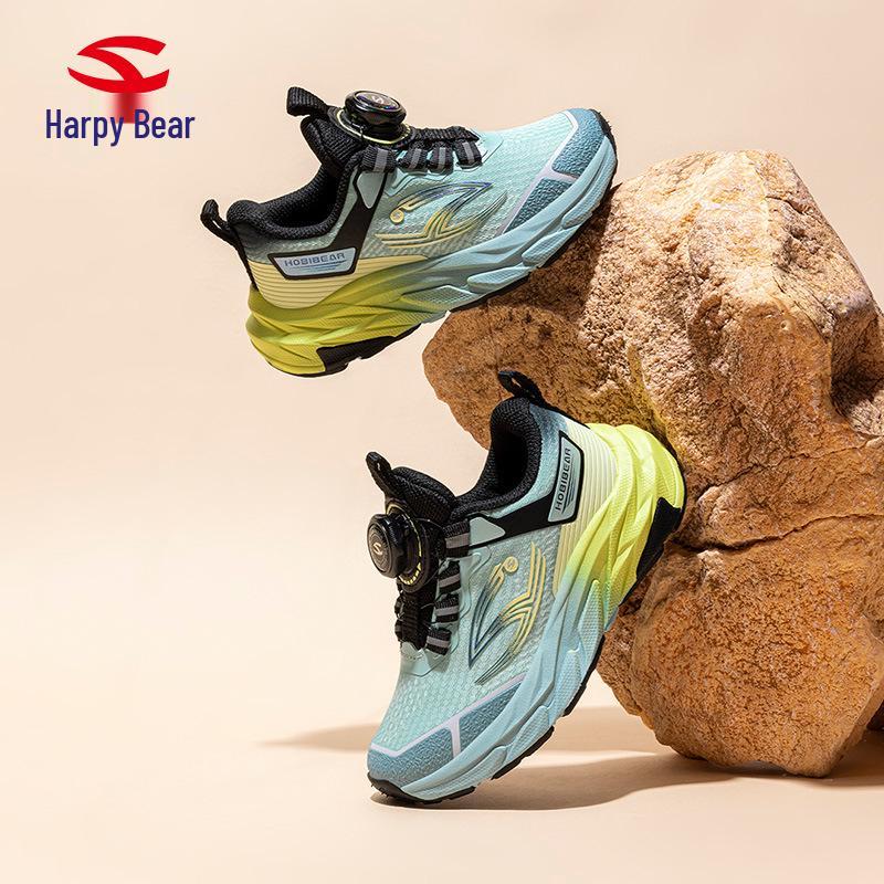 Hapi Bear Double Mesh Kids' Shoes - Spring/Autumn Casual Sneakers with Rotating Button for Boys and Girls