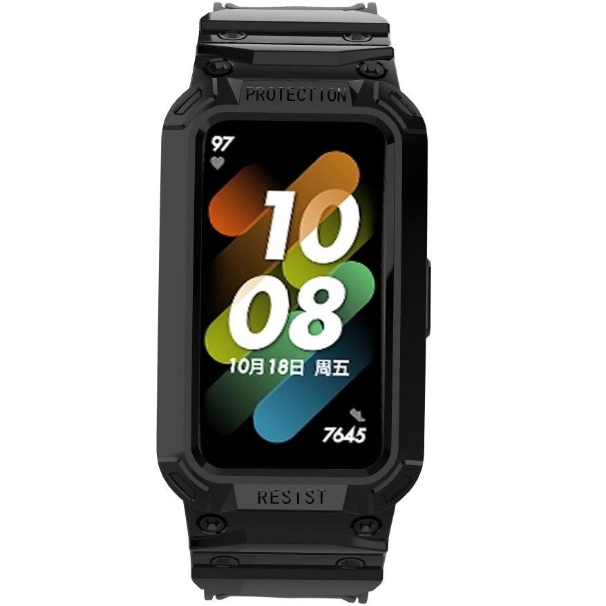 Armband mit Hülle für Huawei Band 6 / Huawei Band 7, Schwarz