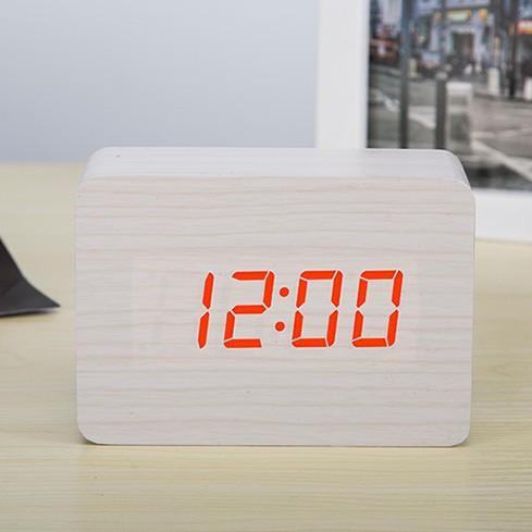 LED Wooden Clock Desktop Silent Electronic Alarm Clock Home Ornament Clock USB Dry Battery Dual-purpose Alarm Clock