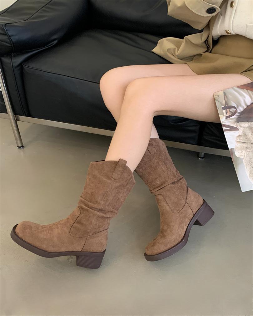

Ботильоны большого размера, короткие ботинки, высокие ботинки, замшевые ботинки, ботинки на толстой подошве, женские эластичные облегающие ботинки, ботинки на платформе, ботинки в стиле рыцаря Spice Girls 40 светло-коричневого