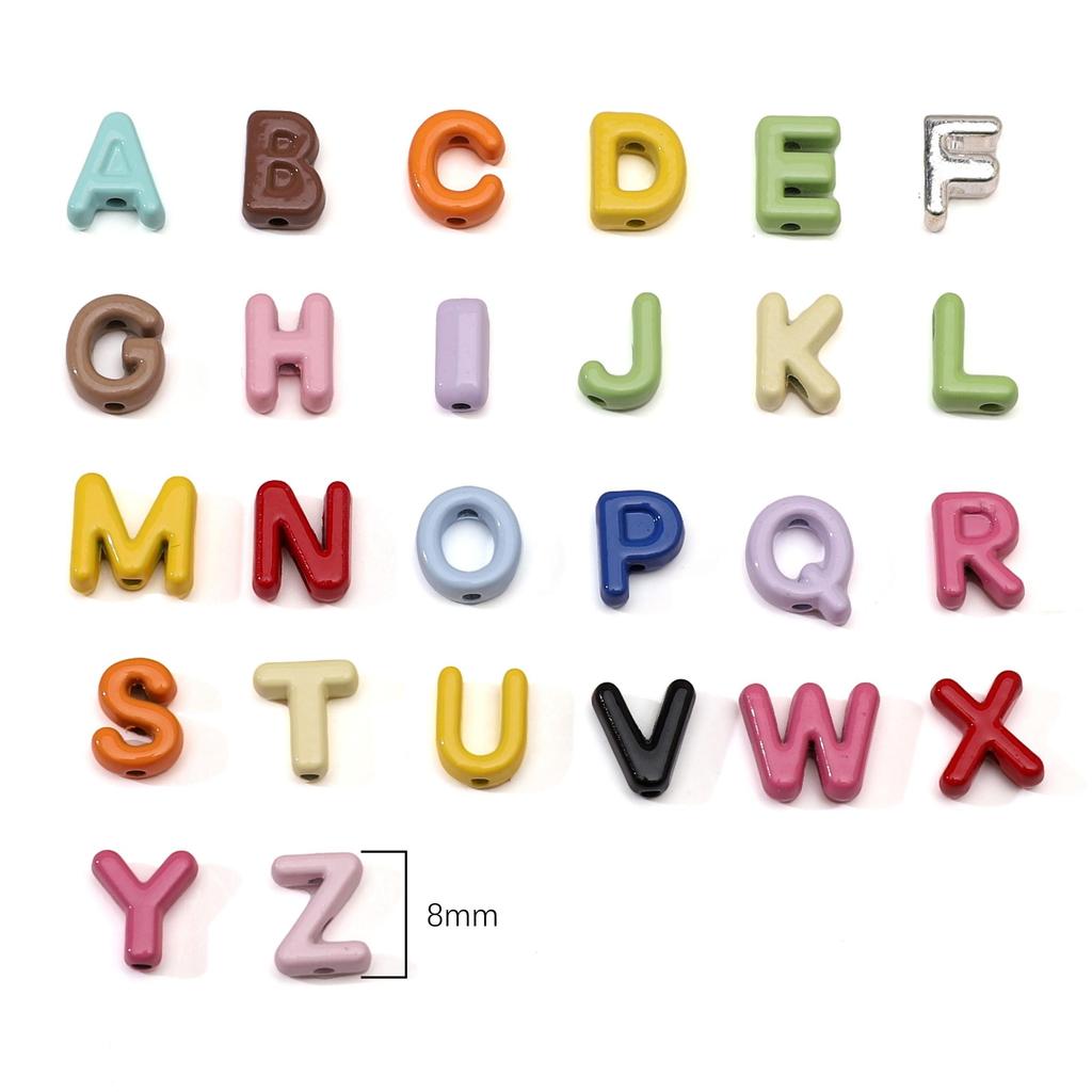 5Pcs Alloy Small Colored Drip Oil Letter Beads Bead For DIY Handmade Materials Bracelets Necklaces Jewelry Making