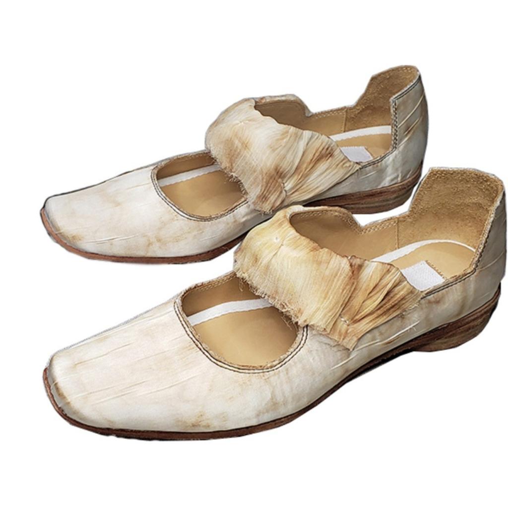 Sheepskin version~ Autumn new leather square head niche fairy flat heel single shoes female retro satin polished Mary Jane shoes