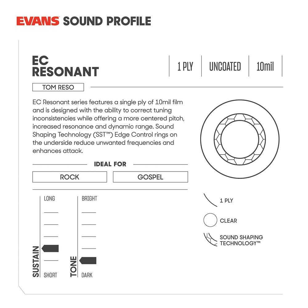 EVANS Drum Head 12" Ultra Clear Resonant TT12ECR
