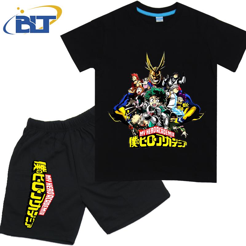 My Hero Academia anime costume kids T-shirt set pure cotton short-sleeved shorts 2-piece set for boys and girls