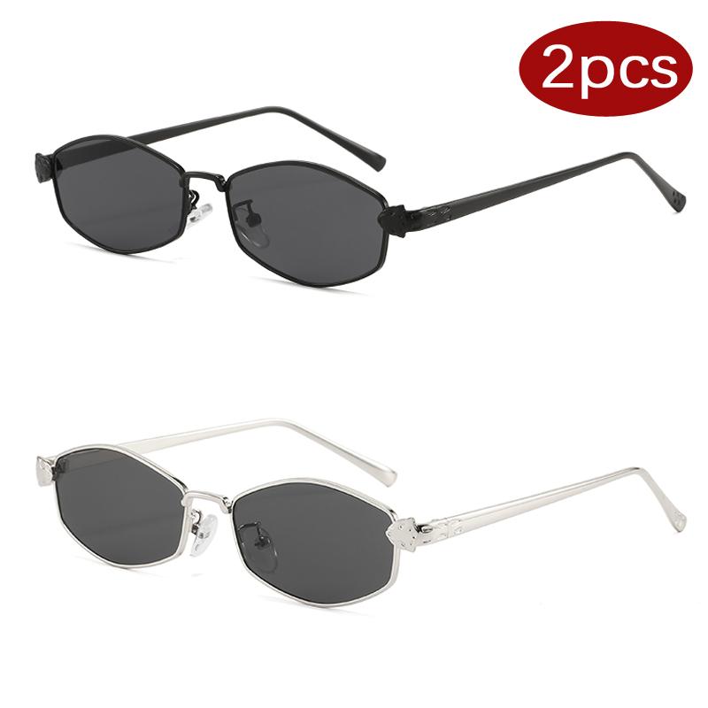 1/2pcs Small Square Metal Sunglasses Women Steampunk Leopard Decoration Multi Color Sun Glasses Fashion Eyewear