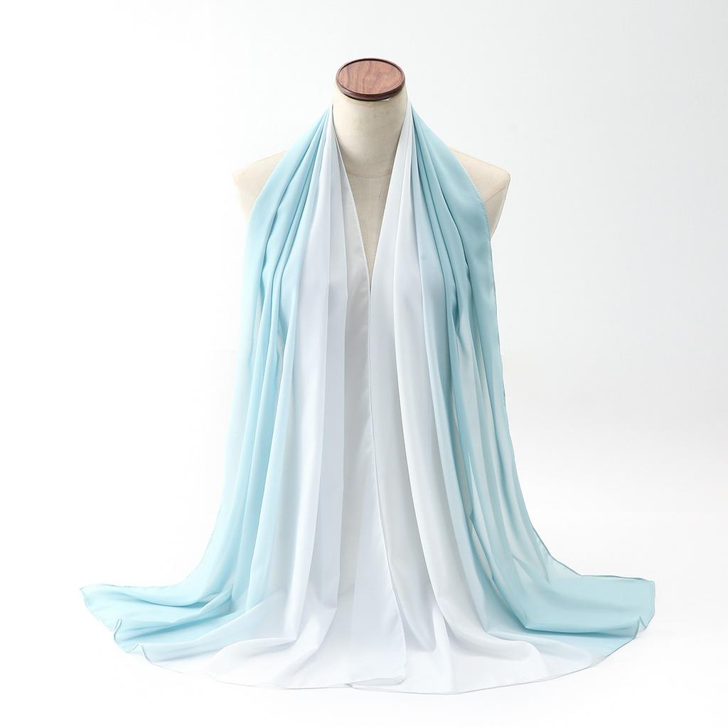 New Fashion Multi-Color Scarf Women With Gradient Chiffon Thin Versatile Headband Muslim Headscarf Ethnic Turban Shawl 175*75Cm