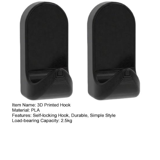 2PCS 3D Printed Hook, Self-locking Design, Nail-free Adhesive Key Holder, Space-saving Nordic Minimalist Style Hook, for Wall Home Decor