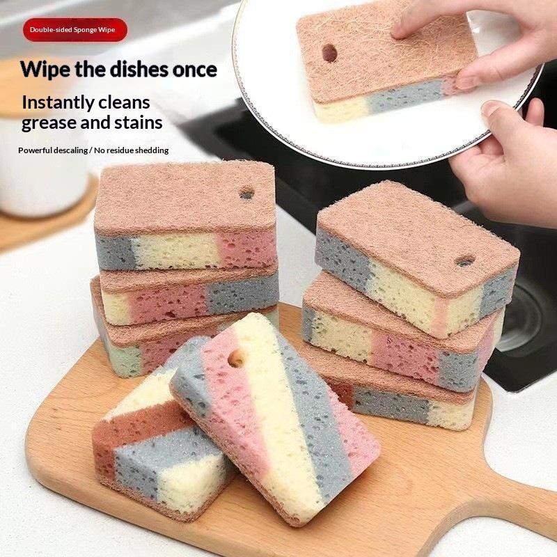 Multi-surface Cleaning Dishwashing Sponge 1-20Pcs Colorful Wood Pulp Cotton Magic Scrub Pads for Kitchen Home Bathroom Use