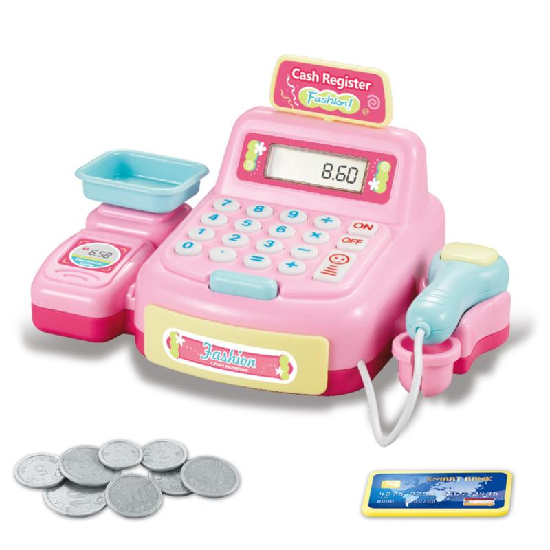 Children Cash Register Toys For Boys Girls Supermarket Cashier Calculation Analog Scanner Play House