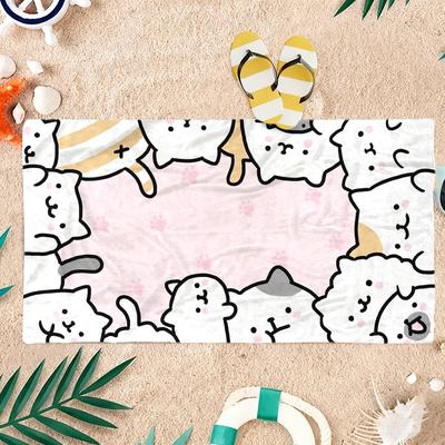 1Pc Cartoon Cats Beach Towel Quick-Drying Small To Large Towel Suitable For Beach Vacation Pool Yoga Gym Summer Gift For Friends