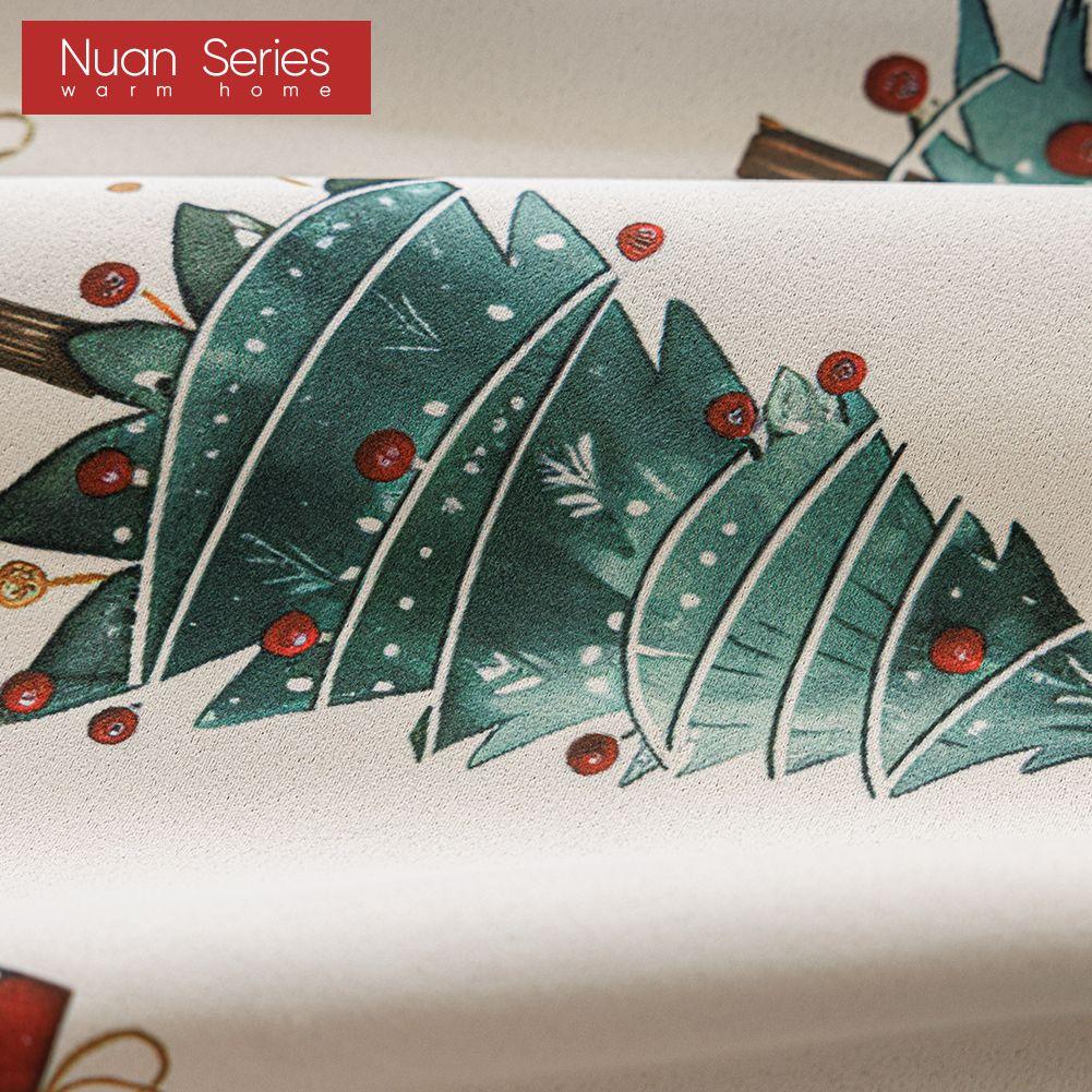 1PC Nuan Series Christmas Style Blackout Curtains Christmas Tree Pattern Printed Curtains for Bedroom Living Room Balcony Window for Home Decor