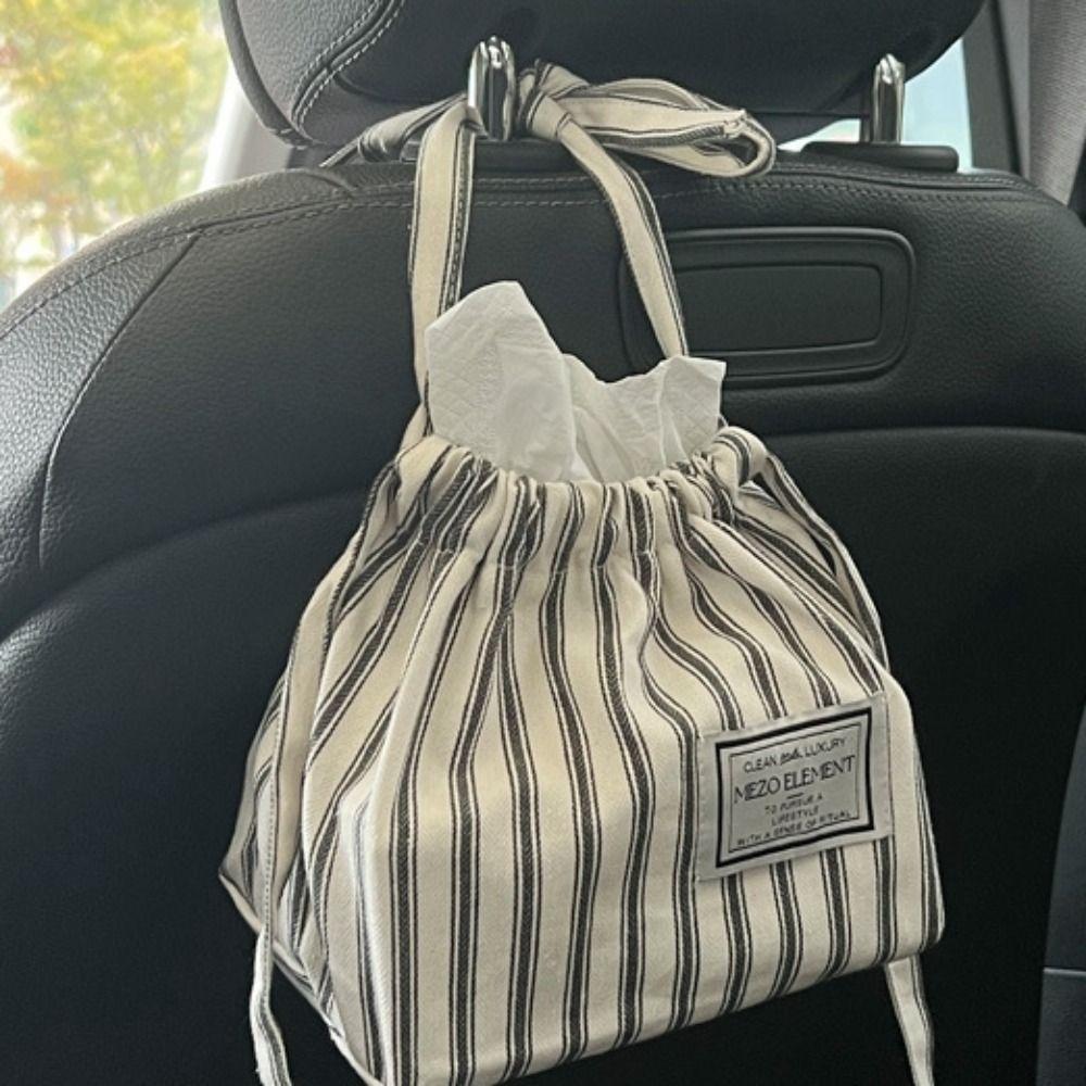 Cotton Stripe Napkin Holder Exquisite Paper Towel Dispenser Car Napkin Box Table Organization