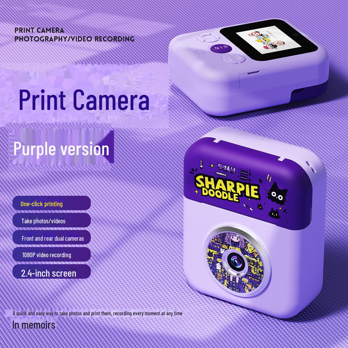 Детская камера A7 с двойной камерой HD и функцией мгновенной печати null фиолетовый