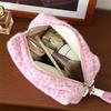 Leopard Print Pink Plush Bag: Large-Capacity, Portable Cosmetic Bag for Fall & Winter