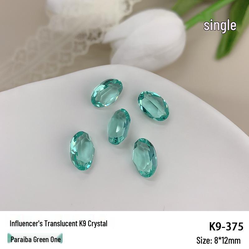 K9 Ice Olive Green & Sea Blue Gem Nail Decorations - Pointed Tip Diamonds