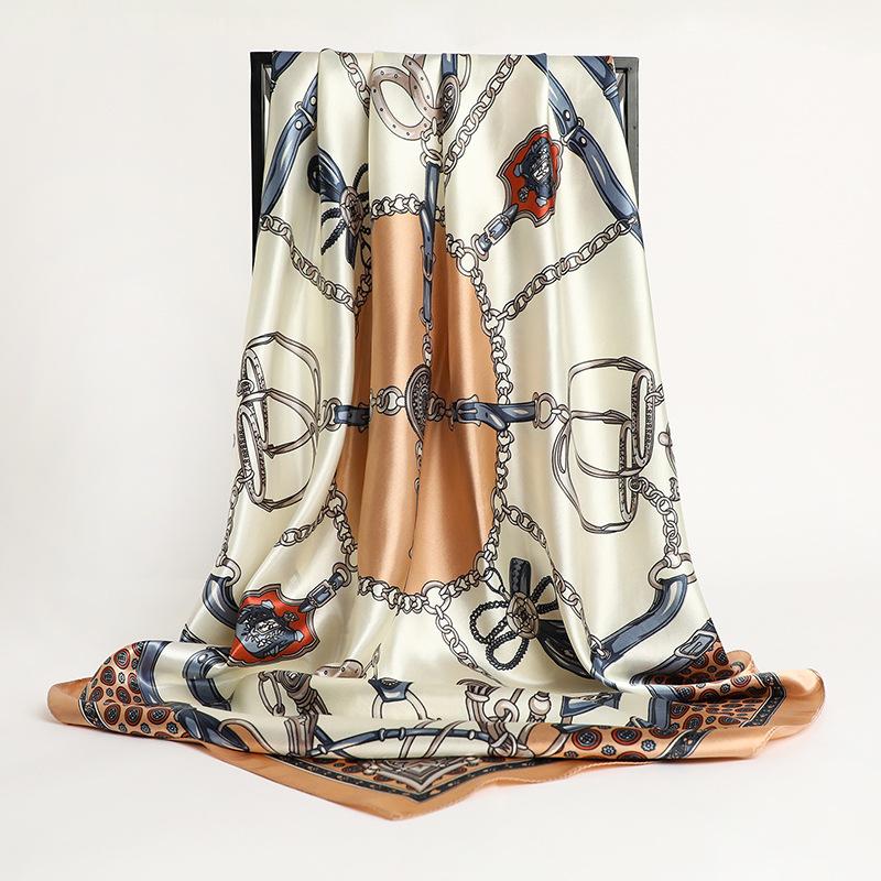 Dámský módní designový šátek do vlasů Krásný foulard Měkká saténová šála Hedvábné šátky Šátek 90*90cm Čtvercový Nákrčník Šátek na hlavu