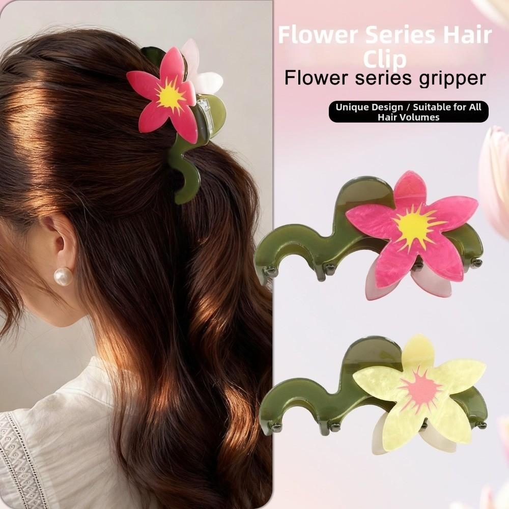 Colorful Flower Hair Claw Hairpin Acetate Shark Clip Personalized Large Hair Clip Girls