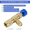 2Pcs Refrigerant Charging Valve Set, 1/4" & 5/16" Safety Adapter Flow Control Ball Valve, Brass Low Loss HVAC Fittings for R12 R22 R410 Air