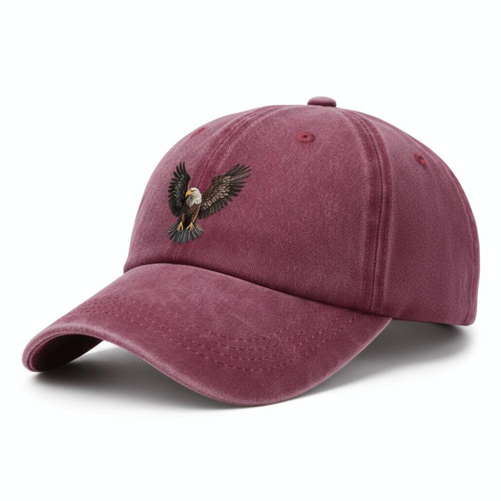 Washed Cotton Winged Eagle Print Baseball Cap Visor Faded Baseball Hats Outdoor Leisure Adjustable Sunscreen Hats