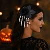 Flower Skeleton Hand Hairpin Cloth Halloween Headwear Gothic Ghost Claw Hair Clip  Festival