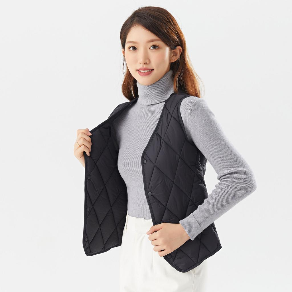 Women's Fall and Winter Lightweight Warm Comfortable Enlarged Suit Pointed Angle Can Be Taken Inside The Female Cotton Vest Double-sided