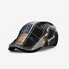 Cappellino casual a visiera corta, berretto asimmetrico ricamato, cappello casual patchwork a quadri