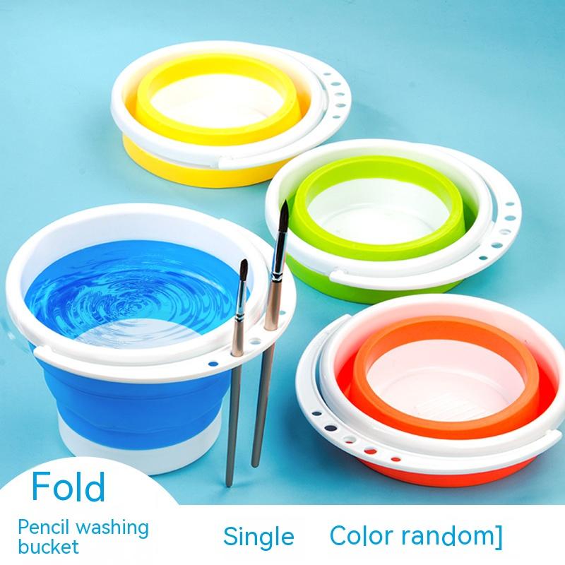 Silicone Folding Mini Bucket for Washing Painting Brush Watercolor Drawing  Water Cup Washing Cleaning Tools Paint Pallette