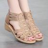 Weiche Leder Römersandalen Damen Sommer Weiche Sohle Bequeme Mutterschuhe Mode Oberbekleidung Damen Sandalen Keilabsätze