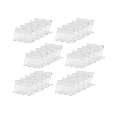 30 PCS  Clear Acrylic Sign Display Holder,Horizontal Slanted L-Shape Acrylic Name Card 7x4 CM