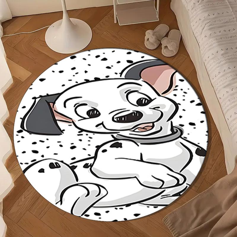 1PC Dalmatian Paws Collar Round Rug for Livingroom,Bedroom, Palyroom, Chair Rug, Area Rug, Circle Carpet, Large Size Fan Christmas Gift
