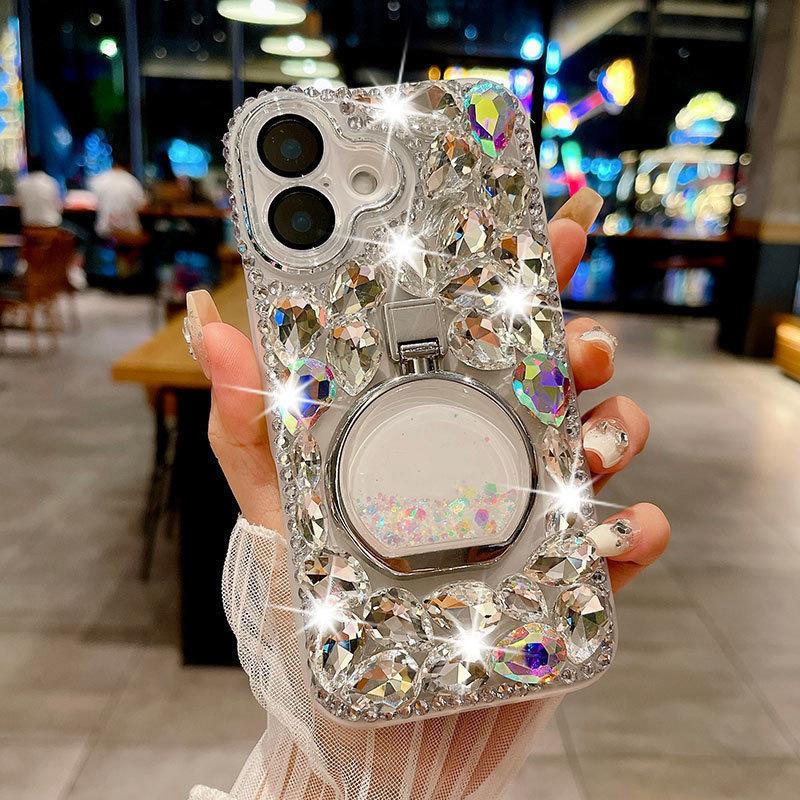 

Подходит для чехла для телефона IPhone16promax, Роскошный Водяной Бриллиант, Подставка в виде флакона духов Apple 15, 14 Ощущение высокого класса iPhone 16