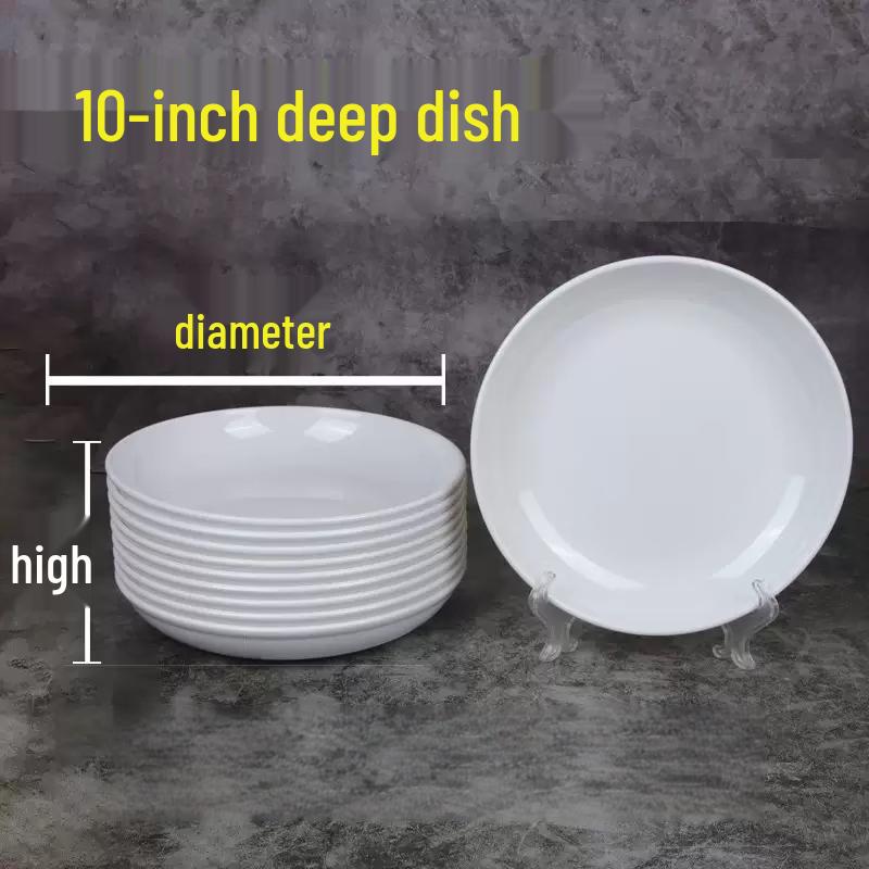 Jie Xiang Jia Commercial Melamine 10-inch Deep Round Plates