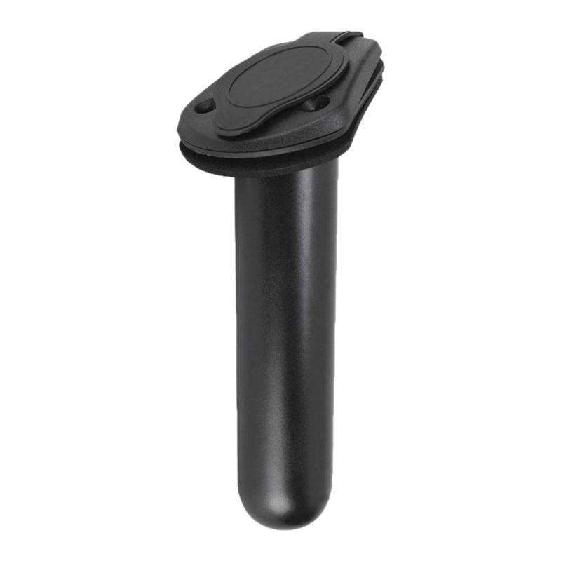 Black ABS Rod Tube Insert for Deck Mount Use, Fishing Accessory with Cap Cover, Top Collar, and Screw-Ready Opening for Rod Storage Use