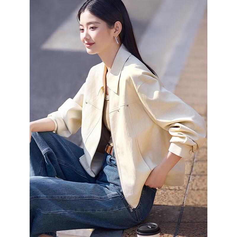 Women s Textured Faux Leather Boxy Jacket M