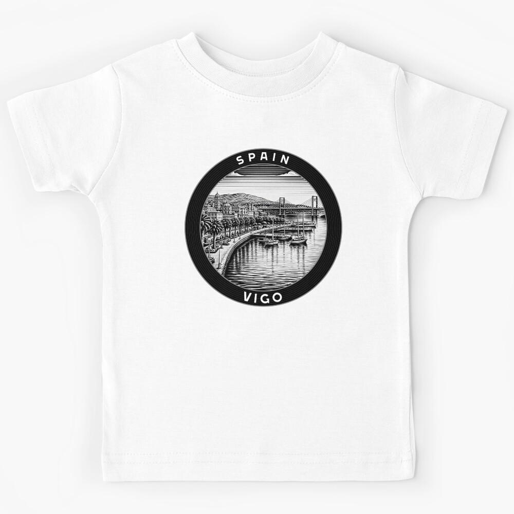Vigo Spain Linocut Style Kids T-Shirt 130