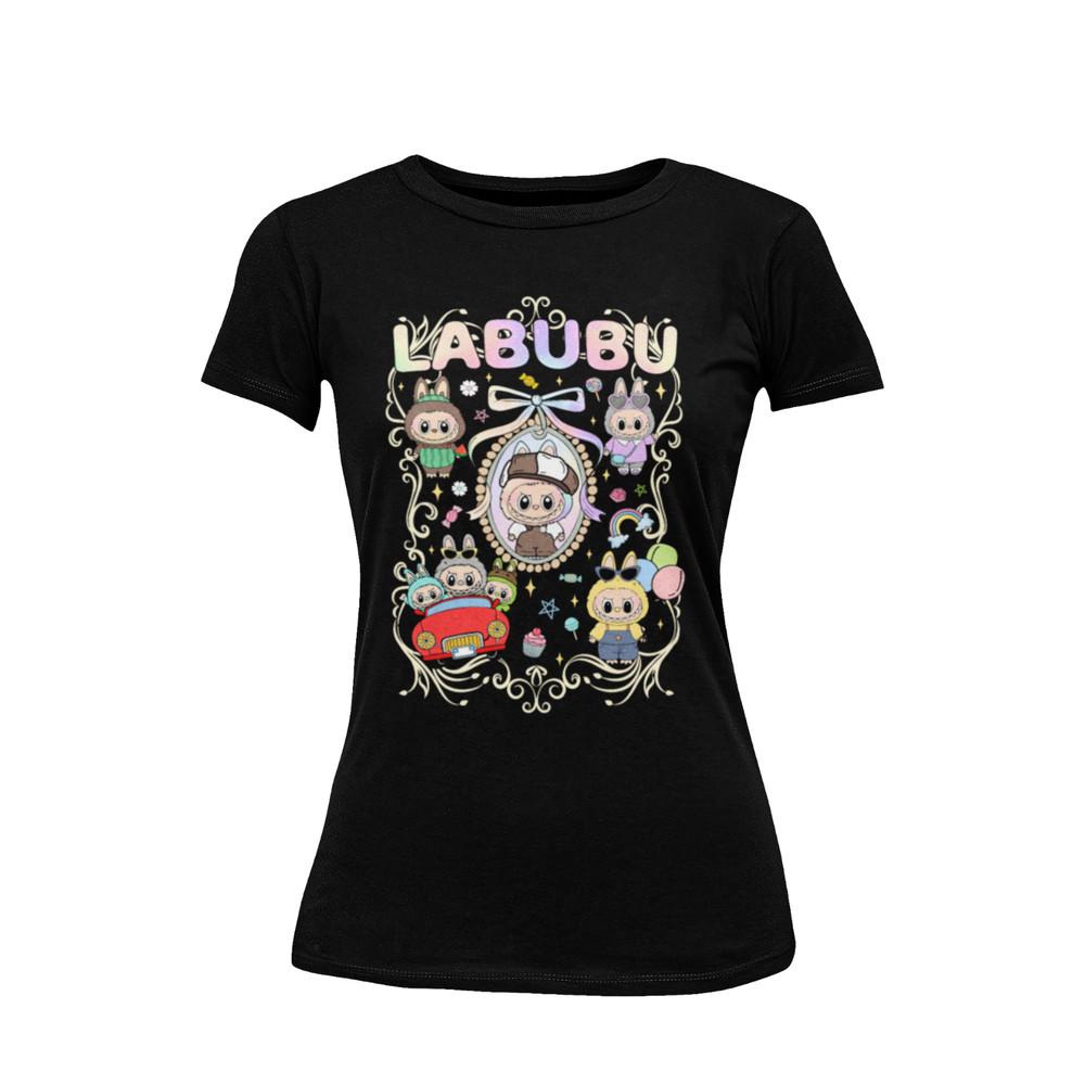 

Labubu Figur Kawaii Monster Süße sammel Baumwolle Damen T-Shirt Tailliert XL