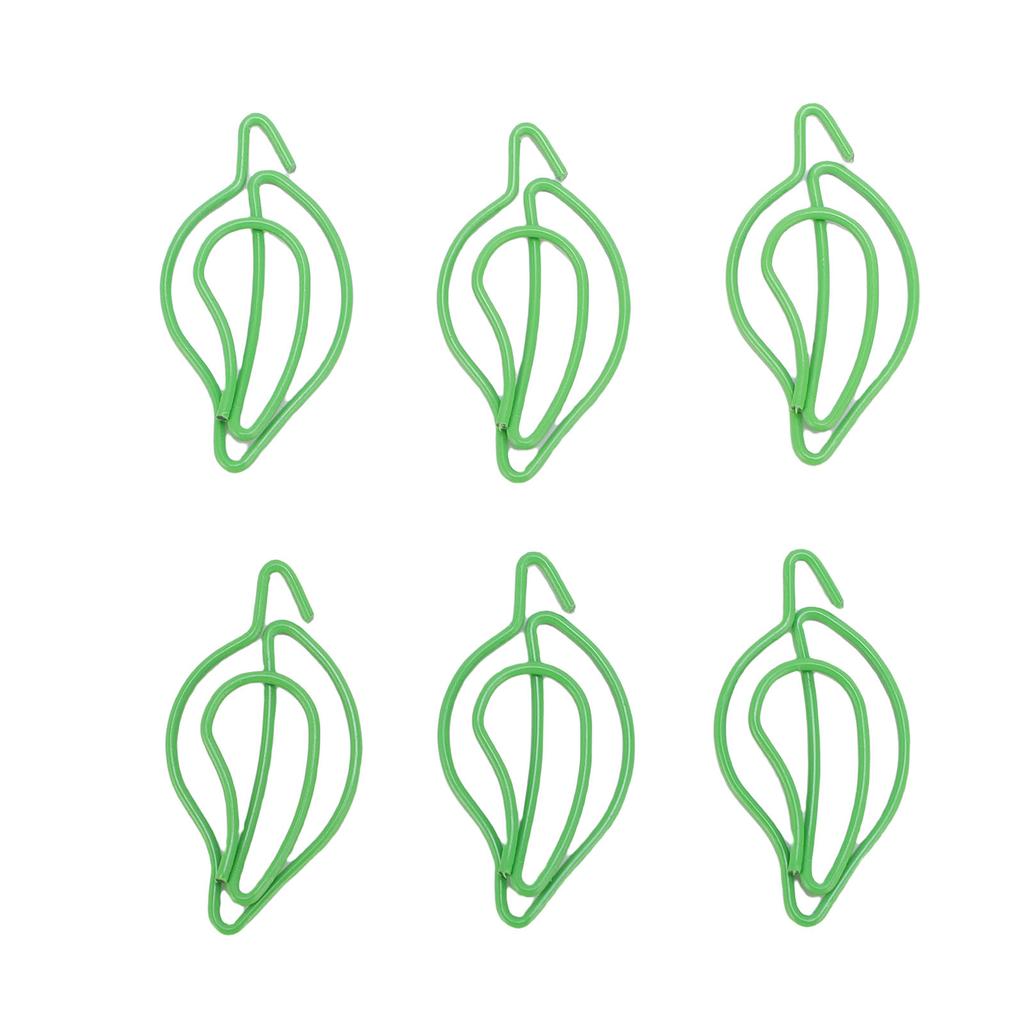 100PCS Metal Paper Clips Green Leaf Shaped Bookmark Clips for Business Cards Office Documents Notes Photos