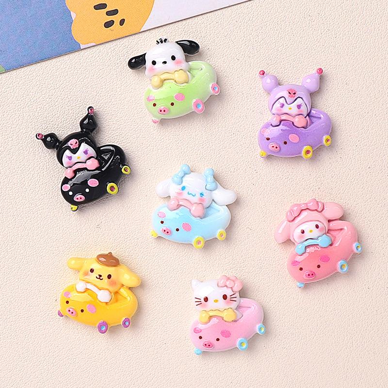 14/70PCS Cartoon Shiny Bumper Car Animal DIY Resin Accessories Jewelry Handmade Hair Clip Phone Case Water Cup Headpiece