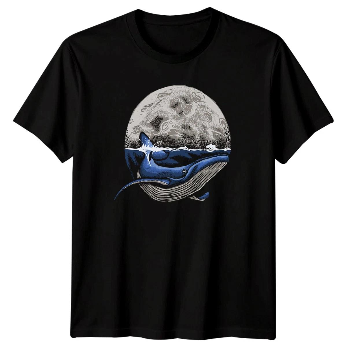 Whale Marine Life Animals Mens T-shirt Ocean Moon Design 3XL