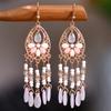 Ethnic Long Acrylic Water Drop Earrings for Women Retro Boho Gold Color Hollow Tassel Earrings Bijoux Femme Accessories