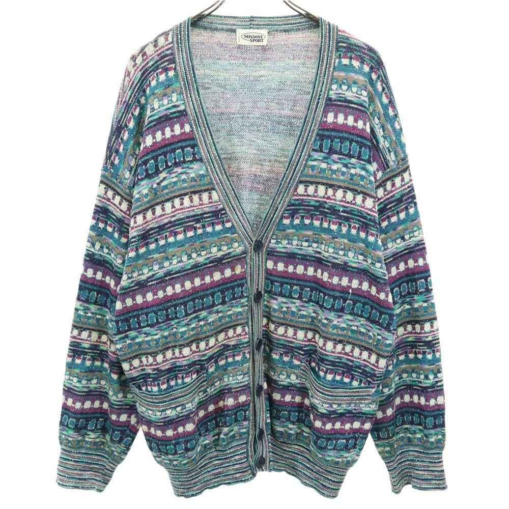 

MISSONI SPORT сделано в Италии Комбинезон с ручками V-образный кардиган 52 Синий трикотаж Мужской Б/У